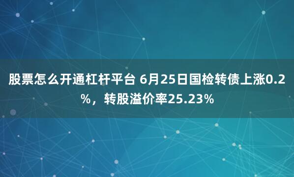 股票怎么开通杠杆平台 6月25日国检转债上涨0.2%,转股溢价率25.23%