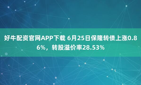 好牛配资官网APP下载 6月25日保隆转债上涨0.86%，转股溢价率28.53%