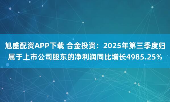 旭盛配资APP下载 合金投资：2025年第三季度归属于上市公司股东的净利润同比增长4985.25%
