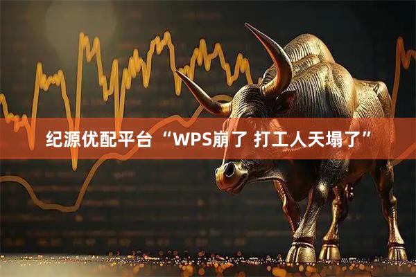 纪源优配平台 “WPS崩了 打工人天塌了”